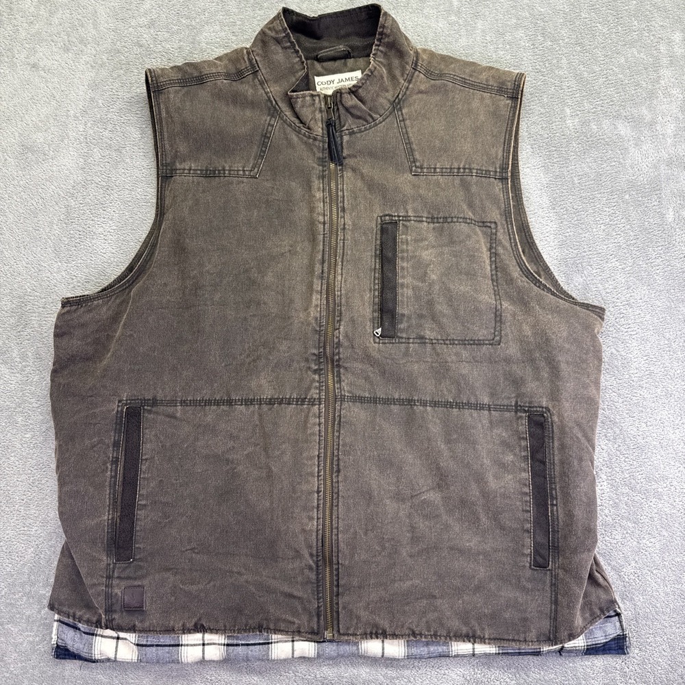 Cody James Men's Western Workwear Brown Plaid Lined Outdoor Vest Size 2XL